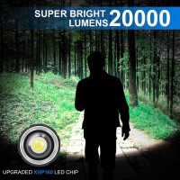 Phixton Super Bright Rechargeable Flashlights High Lumens, Powerful 20000 Lumen Flashlight, High Power Usb Chargeable Xhp160 Led Flash Lights, Power Bank Multi-Function For Gift Emergency Camping Work