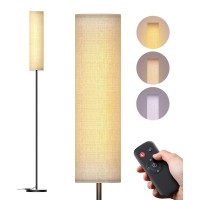 Lithomy Floor Lamp,4 Color Temperature Modern Led Standing Lamp,Stepless Dimmer Remote Control Floor Lamps For Living Room/Bedroom/Office,3000K-7000K Elegant Tall Lamps With Linen Lamp Shade,Timmer