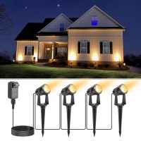 Volisun Outdoor Uplights,Low Voltage Landscape Spotlights With Transformer And 55.82Ft Cable,Ip65 Waterproof,Outdoor Uplights For House,Fence,Tree,Flags, Backyard (4 Packs, Warm White)