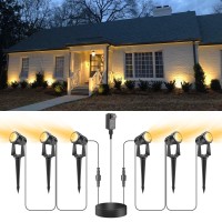 Volisun Christmas Outdoor Spotlights,Low Voltage Landscape Lights With Transformer And 75Ft Cable,Waterproof Landscape Lighting Spot Lights For House,Fence,Tree, Flags(6 Packs,Warm White)