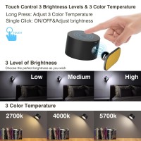 Aksda Led Wall Sconces, Wall Lamps With Battery Operated , Wall Mounted Cordless Lights With 3 Color Temperature&3 Brightness, 360