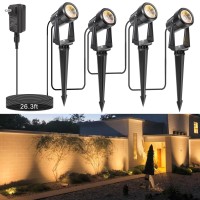 Low Voltage Landscape Lights Total 56Ft Cable Long Outdoor Landscape Lights Waterproof Led Spotlight With Plug Warm White 12W Sm