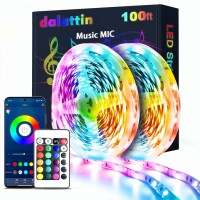 Dalattin Led Lights For Bedroom 100 Ft Music Sync Built-In Mic More Sensitive Smart Led Strip Lights App And Remote Control