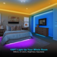 Dalattin Led Lights For Bedroom 100 Ft Music Sync Built-In Mic More Sensitive Smart Led Strip Lights App And Remote Control