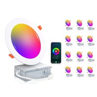 Cloudy Bay [12 Pack] 6Inch Smart Wifi Led Recessed Lighting,Rgbcw Color Changing, Compatible With Alexa And Google Home Assistant, No Hub Required,15W 950Lm, 2700K-6500K,Cri90+ Wet Location,12 Pack