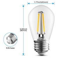 Torchstar 15-Pack S14 Colored Led String Light Bulbs 1.2W, E26 Base, Non-Dimmable, Outdoor Filament Bulbs, 110V Shatterproof Replacement Bulb, Ip65 Waterproof, Etl Listed