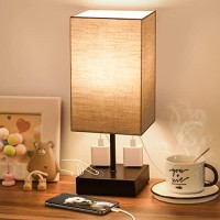 Sailstar Dark Grey Table Lamp, 3 Way Dimmable Touch Control Lamp, Bedside Lamps With 2 Outlets, Small Nightstand Lamp For Bedroom, End Table, Desk, Living Room, 9W Led Bulb Included