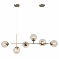 Kco Lighting Midcentury Modern Rectangle Light Fixture 6Light Glass Globe Linear Chandelier Brushed Nickel Pendant Light Fixtu