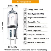 Vinaco G8 Bulb, 10 Pack G8 Halogen Bulb 50W, High Output G8 120V 50W With G8 Base, 2800K Warm White G8 Light Bulb Dimmable, G8 Xenon Bulb 50W For Range Hood, Cabinet, Chandelier, Table Lamp