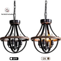 Lanpesting Farmhouse Chandelier Modern Hanging Pendant Lighting 4Light Rustic Ceiling Light Fixture Vintage Chandelier For H