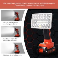 Yex-Bur 18W 2000Lm Cordless Led Work Light For Black And Decker 20V Lithium Battery Lbxr20 Pcc685L Spotlight Handheld Flashlight Portable Jobsite Light With 5V 2.1A Usb Port