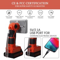 Yex-Bur 18W 2000Lm Cordless Led Work Light For Black And Decker 20V Lithium Battery Lbxr20 Pcc685L Spotlight Handheld Flashlight Portable Jobsite Light With 5V 2.1A Usb Port