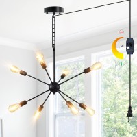 Hoxiya Dimmable Modern Sputnik Chandelier 263 Light Fixture Plug In Black 8Lights Pendant Light Midcentury Hanging Ceiling