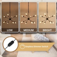 Hoxiya Dimmable Modern Sputnik Chandelier 263 Light Fixture Plug In Black 8Lights Pendant Light Midcentury Hanging Ceiling