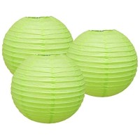 Pack Of 3 Round Paper Lanterns Lamp Wedding Birthday Party Decoration (Spring Green, 14