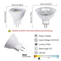 Lustaled Mr11 Led Bulb 3W 12V Ac/Dc Low Voltage Led Landscape Light Bulbs Gu4 Bi-Pin Non-Dimmable Led Spotlight Bulb Warm White 3000K 270Lm,25W Halogen Equivalent For Track Lighting 6Pack