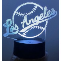 Clorurbanlive 3D Baseball Los Angeles Night Light 3D Illusion Lamp For Boys Gift 16 Changing Color Remote Control Kids Room Ball