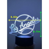 Clorurbanlive 3D Baseball Los Angeles Night Light 3D Illusion Lamp For Boys Gift 16 Changing Color Remote Control Kids Room Ball