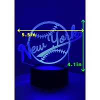 Clorurbanlive 3D Baseball New York Night Light 3D Illusion Lamp For Boys Gift 16 Changing Color Remote Control Kids Room Ball De