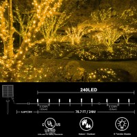 Kemooie 2 Packs Outdoor Solar Christmas Lights 240 Led 787 Ft Waterproof Warm White Solar String Lights 8 Twinkle Modes For Xm