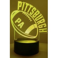 Clorurbanlive 3D Football Pittsburgh Night Light 3D Illusion Lamp For Boys Gift 16 Changing Color Remote Control Kids Room Ball