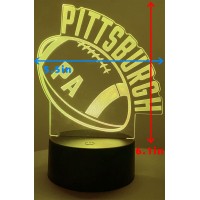 Clorurbanlive 3D Football Pittsburgh Night Light 3D Illusion Lamp For Boys Gift 16 Changing Color Remote Control Kids Room Ball