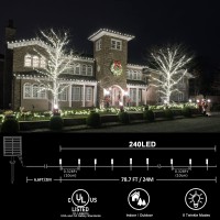 Kemooie 2 Pack 240 Led White Solar Christmas Lights Outdoor Waterproof 787 Ft Extralong Super Bright Solar Powered Christmas