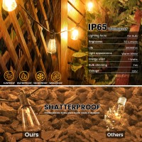 Zuske Outdoor String Lights 150Ft Led Patio Lights With 723 St38 Vintage Edison Shatterproof Bulbs Waterproof Connectable Dim