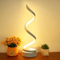 Besketie Modern Spiral Table Lamp, Dimmable Table Lamps For Nightstand, 12W Led Desk Lamp For Living Room, 3 Colors 10 Brightness Bedside Lamps Nightstand Lamp Desk Light For Bedroom, Office - White