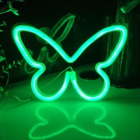 Jywj Butterfly Neon Signs,Usb Or 3-Aa Battery Powered Neon Light,Led Lights Table Decoration,Girls Bedroom Wall D