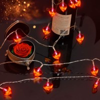 Valentines Day Decorations String Lights,20 Ft 40 Led Heart Red Shape Decor Battery Operated For Indoor Outdoor Home Room Party Wedding Hanging (Battery Include)