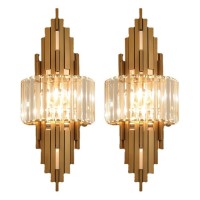 Bepuzz Gold Crystal Wall Light Postmodern Crystal Wall Lamp Modern Crystal Bathroom Vanity Lighting Elegant Luxury (2-Pack,Gold)