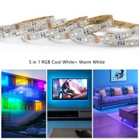 Gidealed Rgbww Strip Lights16.4Ft Rgb+Cold White+Warm White, 90Leds/M(2300K-6000K) Dimmable, Dc12V Rgbcct 5050 Led Strip For Bedroom Derocation