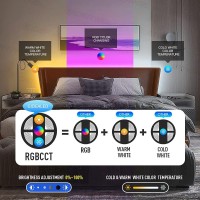 Gidealed Rgbww Strip Lights16.4Ft Rgb+Cold White+Warm White, 90Leds/M(2300K-6000K) Dimmable, Dc12V Rgbcct 5050 Led Strip For Bedroom Derocation