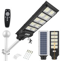 500W Solar Street Lights Outdoor, 25000Lm Solar Led Security Flood Lights Motion Sensor, Ip66 Waterproof Dusk To Dawn Solar Light Lamp With Remote Control For Garden,Yard,Basketball Court,Parking Lot