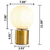 Sottae 11 Inch Modern Gold Globe Table Desk Lamp Vintage Mid Century Round Table Lamp With White Glass Shade Metal Base For Bedr