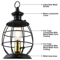 Dec Luce Decoluce Lighting Unique Retro Industrial Table Lamp For Bedroom Bedside Or Living Room, Metal Electric Lantern With Hanging Hook, Vintage Mid-Century Nautical Farmhouse Wall D