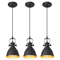 Audickic Pendant Lights Minimalist Pendant Lighting For Kitchen Island Hanging Light Fixtures With Black Metal 3Pack Ad215