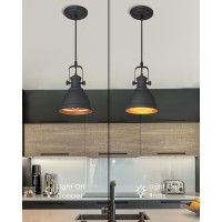 Audickic Pendant Lights Minimalist Pendant Lighting For Kitchen Island Hanging Light Fixtures With Black Metal 3Pack Ad215