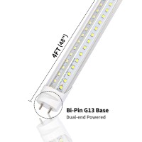 4Ft Led Shop Light,T8 Led Tube Light 36W 4680 Lumens,6000K Daylight White,T8 T10 T12 Fluorescent Replacement Bulbs,Clear Cover, Bi-Pin G13 Base,Dual-End Powered, Ballast Bypass (12-Pack)