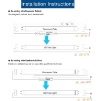 4Ft Led Shop Light,T8 Led Tube Light 36W 4680 Lumens,6000K Daylight White,T8 T10 T12 Fluorescent Replacement Bulbs,Clear Cover, Bi-Pin G13 Base,Dual-End Powered, Ballast Bypass (12-Pack)