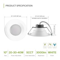 Asd 910 Inch Commercial Canless Led Downlight Power Adjustable 203040W Lighting Round Dimmable Recessed Ceiling Light Fixtu