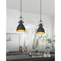 Audickic Modern Pendant Light Set Of 2 Hanging Light Fixtures Black Pendant Lighting For Kitchen Island Ad21511P2