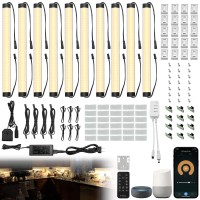 Under Cabinet Lights Kit, Led Smart Dimmable Strip Lighting Fixtures, 24V Plug In Linkable Bar Led Counter Lights For Pantry, Kitchen, Shelf, Bookcases, Showcase (10 Pcs, Warm White)