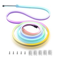 Aclorol Neon Rope Lights Strip Rgb Addressable Neon Led Strip Rainbow Ws2811 Led Neon Flex 12V 6.6Ft Neon Sign For Love Girl Planet Cloud Bedroom Living Room Wedding Party Bars Wall Decoration