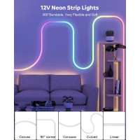 Aclorol Neon Rope Lights Strip Rgb Addressable Neon Led Strip Rainbow Ws2811 Led Neon Flex 12V 6.6Ft Neon Sign For Love Girl Planet Cloud Bedroom Living Room Wedding Party Bars Wall Decoration