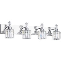 Presde Modern Crystal Bathroom Vanity Light 4 Light Chrome Vanity Lighting Over Mirror Bathroom Wall Light Fixtures