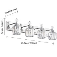 Presde Modern Crystal Bathroom Vanity Light 4 Light Chrome Vanity Lighting Over Mirror Bathroom Wall Light Fixtures