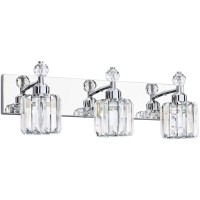 Presde Modern Crystal Bathroom Lights Fixtures Over Mirror Chrome 3 Light Vanity Light For Bathroom Wall Lights Fixtures