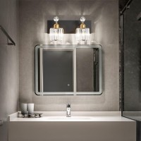 Presde Modern Crystal Black 2 Lights Bathroom Vanity Lights Fixtures Over Mirror For Bathroom Wall Sconce